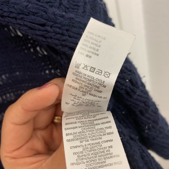 Debenhams Chunky Knit Navy Blue Top Button Cardi - Picture 5 of 8